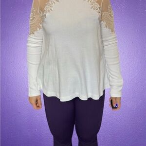 Free People White Daniela Lace Top